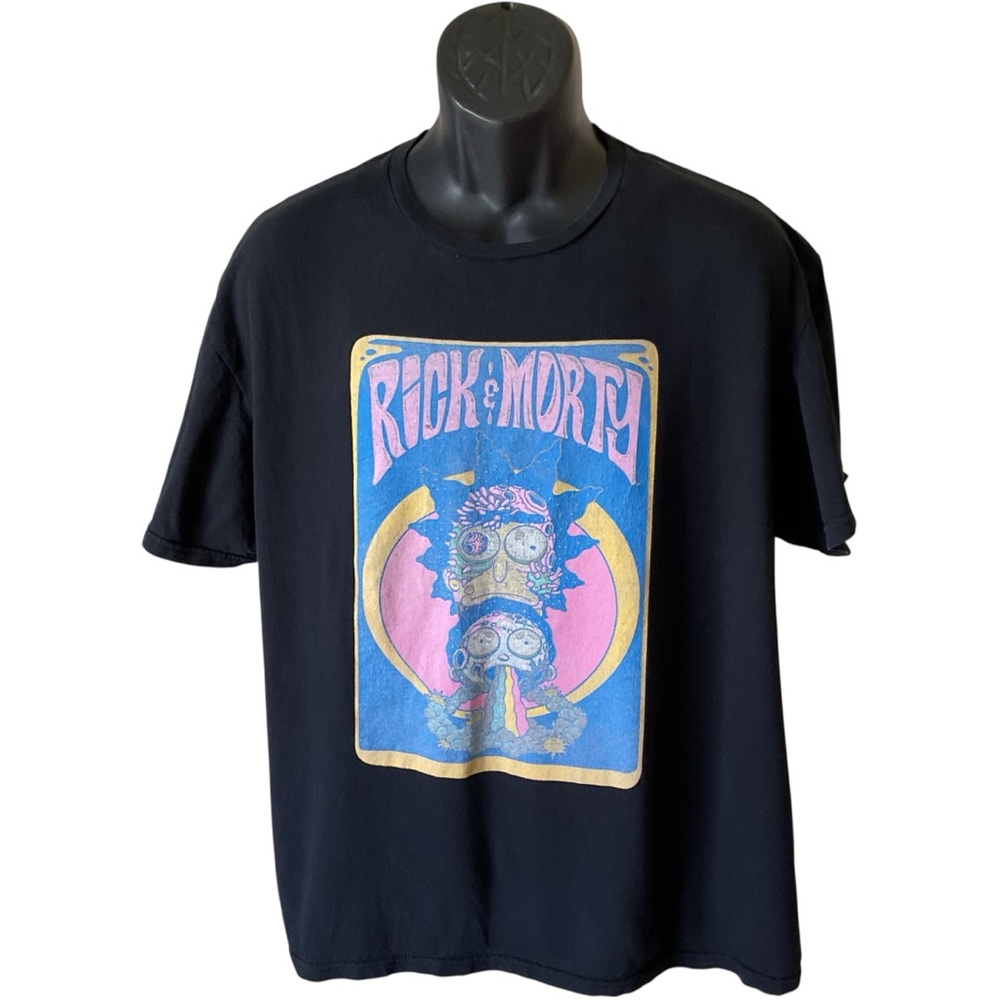 Adult Swim Rick & Morty Psychedelic Graphic T-Shirt Top Black Women’s Size XL